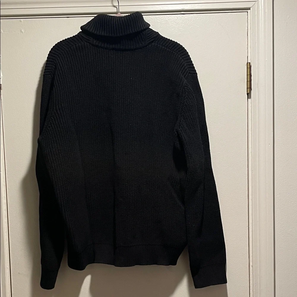 Lauren Ralph Lauren Black Shawl Collar Stiff Ribbed Knit Pullover Sweater